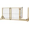 PawHut Cancelletto per Cani Estensibile con Porta e 2 Pannelli, Piedini Triangolari, 112-159x70 cm, Legno Naturale | Aosom Italy