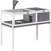 PawHut Casetta Tartarughe Rialzata con Divisorio, Vassoio Estraibile, in Legno e PS, 104x53x82 cm, Grigio e Bianco | Aosom Italy