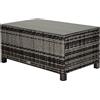 Outsunny Tavolino da Giardino con Piano in Vetro temperato 5 mm rattan intrecciato 85 x 50 x 39cm Max. 70 kg grigio