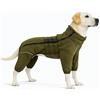 lovelonglong Caldo cappotto per cani a doppio strato, 4 gambe coperte antivento impermeabile riflettente, verde oliva, 4XL