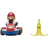 Super Mario Nintendo Super Mario - Mario Kart Spin&Out 6cm, con buccia di banana. I grilletti anteriori e posteriori attivano la funzione di rotazione a 360 gradi, con questo kart si può gareggiare ovunque