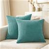 CaliTime Confezione da 2 federe per cuscino, comode per divano, divano letto, comode, super morbide, velluto a coste, strisce di mais, su entrambi i lati, 50 cm x 50 cm, verde blu