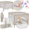 LIONELO Box per bambini e Lettino da Viaggio MILLE 2 in 1, 100 x 100 cm, Fino a 15 kg / 0 a 36 mesi, con Materasso 3D, Ingresso laterale con chiusura lampo, Ruote con freno, Facile da piegare