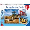 Ravensburger, Puzzle 3x49, Per bambini a partire da 5 anni, 3 puzzle quadrati da 49 pezzi ciascuno, Dimensione puzzle 18x18 cm, Costruzioni e macchinari