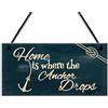 RED OCEAN Seaside Home Is Where The Anchor Drops - Targa da appendere in stile nautico, stile shabby chic, accessorio regalo