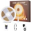 PSTAR COB Striscia LED 6500K 4M, Larghezza 8mm, 24V 320LEDs/m Flessibile Luci LED con Alimentatore e Telecomando per Feste,Bancone,Decorazioni per la casa