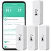 SENCKIT Monitoraggio della temperatura di umidità WiFi:termometro igrometro intelligente per monitor remoto e allarme,termometro interno ad alta precisione con app TUYA,compatibile con Alexa (confezione da4)