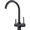 Zeffrary Rubinetto da cucina a 3 vie, girevole a 360°, miscelatore per lavello con ugello flessibile, rubinetto da cucina in acqua fredda e calda e filtro (nero)