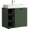trendteam smart living - PureBliss - Mobile sottolavabo - verde - effetto scanalato - 3 scomparti aperti + 1 ripiano + lavabo da 80 cm - 90 x 91 x 53 cm - eleganti manici in metallo