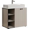 trendteam smart living - PureBliss - Mobile sottolavabo - Kashmir grigio chiaro - effetto scanalato - 3 scomparti aperti + 1 ripiano + lavabo da 80 cm - (larghezza x altezza x profondità) 90 x 91 x 53