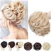 SEGO Ciambella per Chignon Elastico con Capelli Ricci Finti Extension XXL 80g Hair Bun Updo Spettinato Coda di Cavallo Treccia # Biondo Scuro mix Biondo Chiarissimo