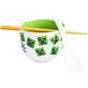 Get Trend Minecraft Set Ciotole Ramen 600ml, Ciotola di Spaghetti di Riso Giapponesi con Cucchiaino Ceramica e Bacchette di Bambù, Adatto al Microonde (Multi Minecraft)