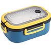 Qcwwy Lunch Box Set, Contenitore per il Pranzo con Design a Doppio Strato Contenitore in Acciaio Inossidabile Resistente Contenitore per il Pranzo Impilabile Scomparti per (Blu)