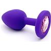 BONDAGERIE® Plug anale viola con gioiello rosa, in silicone medico, sacchetto incluso, Taglia (S)