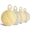 AOOWU Spugna di Luffa Naturale, 4 Pezzi 8x8cm Scrubber per il Corpo Esfoliante in Spugna, Spugna di Loofah per Doccia Ecologica e Biodegradabile, per Donne e Uomini Bathroom Spa Kitchen Camping
