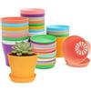 Tosnail 24 piccoli vasi per piante da 9,5 cm, in plastica colorata, per interni ed esterni, per ufficio, casa, scrivania, con vassoi per pallet, 8 colori
