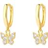 Bellitia Jewelry Orecchini delicati a cerchio da donna orecchini pendente a farfalla di zirconi argento 925 per donne