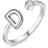 PEARLOVE Argento Sterling 925 Lettera da Donna Anello Aperti con Cuore Anelli,Aperto Regolabile Anello con Iniziale,Alfabeto Impilabili dalla A alla Z