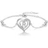 Cosie Lily Bracciali Donna, Argento 925 Bracciale con Iniziale Cuore A-Z Gioielli, Regalo Compleanno San Valentino Natale, Regali Per Mamma Fidanzata Coppia Amica Lettera Braccialetto R