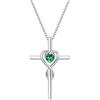 FANCIME Croce Ciondolo Collana Infinito Cuore per Donna in Argento 925 con Smeraldo Verde Sintetico - Catena Lunghezza: 40 + 5 cm