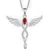 FJ Collana Croce Ala d'Angelo Argento 925 Collana con Ciondolo Angelo Custode Collana Infinito Granato Gennaio Pietra Portafortuna Gioielli Regalo per Donna