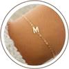 TINGN Braccialetti con iniziali in oro per donne e ragazze, placcati in oro 18 carati, braccialetto semplice con iniziale, delicati braccialetti in oro per donne, ragazze, regali alla moda, 6 inches