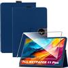 zZjoOoj Cover Per TCL NXTPAPER 11 Plus Tablet 11.5 Pollici Tablet con 1 Pezzi Pellicola Vetro Temperat, Ultra Sottile,Custodia in Pelle PU Premium con Funzione Leggio Verticale,Blu scuro