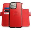 dreem Fibonacci compatibile con iPhone 14 Pro Max custodia a portafoglio/custodia antiurto 2 in 1 e folio in pelle vegana staccabile, compatibile con MagSafe, protezione RFID [Rosso]