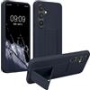 kwmobile 1x Custodia Compatibile con Samsung Galaxy S25 - Cover Supporto Dita - Back Case per Smartphone - Protezione Gommata Blu Mirtillo