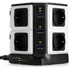 BESTEK Ciabatta elettrica a 8 prese e 6 USB, con interruttore singolo, protezione da sovratensione 1500J e fulmini 3600W