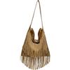 CORIOS Borsa a Mano Donna con Frange Stile Boho in Ecopelle Scamosciata PU PelleBorsa a Tracolla e Spalla Moda Borsa Messenger Nero