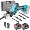 blayram Sega a Gattuccio Batteria 21V, motore brushless velocità variabile 0-3000 SPM, sega a riccio con 2 batterie da 3.0Ah e caricatore e 4 lame per il taglio di PVC/legno/metallo