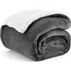 Bedsure Coperta in Pile Sherpa - Plaid Divano e Letto, Coperta Calda Accogliente, Sherpa Extra Spessa Morbida, Coperta Termica Copridivano Matrimoniale, XL 150x200 cm, Grigio Nero