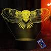 YTDZLTD Creativo 3D Lampada Gufo Luce Notturna 16 Colori Mutevoli Telecomando USB Potere Toccare Cambiare Illusione Ottica Lampada LED Lampada da Tavolo Bambini Compleanno Natale Regalo