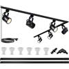 Bravsekai - Lampada da soffitto a 6 teste, faretti e binari di faretti girevoli, kit di chiarimento, faretto su binario da soffitto 2 m 3000 K, per cucina, soggiorno, sala da pranzo
