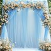 Rouhuhura 0,75 x 8 m Drappeggio per Arco Nuziale, tulle trasparente Decorazioni Tenda per matrimonio cerimonie fotografia feste Compleanno, Nubilato, Anniversario, Decorazione (Azzurro, 0,75 x 8 m)