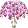 HinyoCo 5 Pz Fiori Orchidea Finta Ramo Artificiali Phalaenopsis Fiori Orchidea per Casa Decorazione (Nucleo Viola Fiore Bianco)