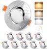 YindaLux Faretti LED da Incasso per Cartongesso, 3000K Caldo 4000K Neutro 6000K Freddo Faretti da Incasso, Dimmerabile, 5W 500LM IP44 AC 220-240V, Diametro Foro Ø68-80mm, Nichel, Set di 10