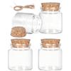 VOSSOT 4PCS Mini Bottiglie in Vetro 50 ml con Tappo in Sughero, Barattoli Trasparenti con Corda di Juta per Decorazioni Matrimonio, Bomboniere Fai da Te, Spezie e Marmellate, Riutilizzabili Ecologiche