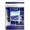 Afie Biglietto Felice Anno Nuovo Migliori Auguri Argento con Busta Natura in Inverno sotto la Neve Fiocchi Foresta Albero Natale Paesaggio Montagna Uccello Cervo Renne Barche Acqua Blu Gelatina Desideri