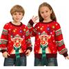 Kouric Maglione Natalizio Bambino con Luci, Maglioni Natalizi Bambini Divertenti, Girocollo Maglioncino Natalizio Famiglia Led Ugly Christmas Sweater,Brutti Maglioni di Natale per Bimbo/Bimba/Ragazza/Ragazzo