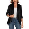 Kyzoeyou Cardigan da donna increspato con maniche a 3/4 in velluto cardigan retrò vintage blazer aperto davanti capispalla giacche casual da donna top, B-nero, M