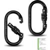 MYLERCT Moschettone a Vite 25kn (Set di 2) | Moschettone Arrampicata, Apertura 17mm | Acciaio Chrome per Arrampicata su Roccia, Campeggio e Attrezzature per Animali Domestici Nero