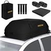 GADLANE Borsa da tetto per auto, 400L, impermeabile, con 4 cinghie robuste, tappetino antiscivolo e borsa portaoggetti per auto, SUV, viaggi, vacanze (Nero)