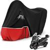 Kistrba Telo Copri da Esterno per Piaggio mp3 400/500 (con bagagliaio), Telo Copertura Coprimoto Copri Moto mp3 400 500 420D Tessuto Oxford Impermeabile Resistente All'inverno, Nero e rosso
