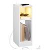 Furnulem Cassettiera 4 Cassetti Con Luci LED E Stazione Di Ricarica | Comodino Bianco Per Camera Da Letto