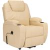 POLTRONE ITALIA Detraibile 19% Poltrona Anziani elettrica 2 motori, reclinazione indipendente schienale pediera. Portabicchieri Kit 4 ruote Beige