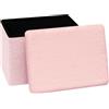 PINPLUS Pouf Rettangolare Contenitore Pieghevole in Tessuto Peluche, Panchetta Salvaspazio per Camera, Salotto e Ingresso, 42x32x32 cm, Rosa
