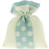 Doni Bomboniere Battesimo Bambino 12 pz Sacchettini Portaconfetti in Cotone con Fascia a Pois Celeste e Bianca Segnaposto Pensierini Utili Nascita Confettata Bimbo Originali Economici