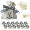 Doni Bomboniere Set Comunione 12 Sacchetti Portaconfetti in Cotone Fiocco e Targhetta Simboli Sacri Comunione con Bustine Confetti Bianchi Cioccolato Bigliettini Personalizzabili Confettata